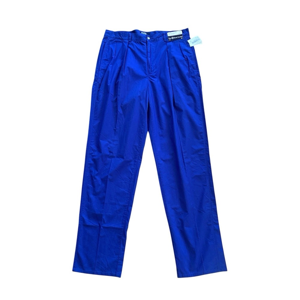 NWT Vtg Polo Ralph Lauren Classic Pant Men's 34x35 Pleated Chino Bright Navy USA